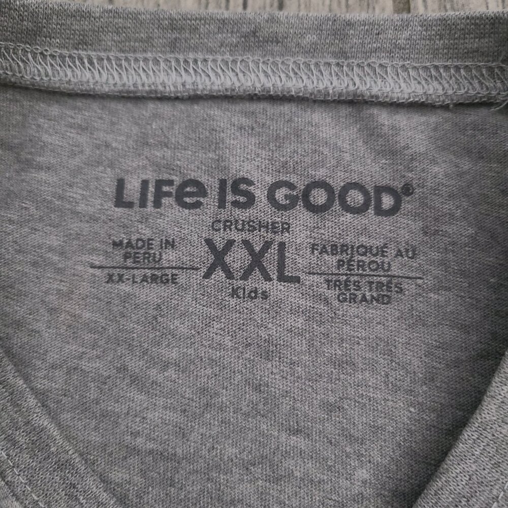 Life Is Good Kids Fire Truck “Let’s Roll” T-Shirt Gray XXL (14-16) - Picture 6 of 8